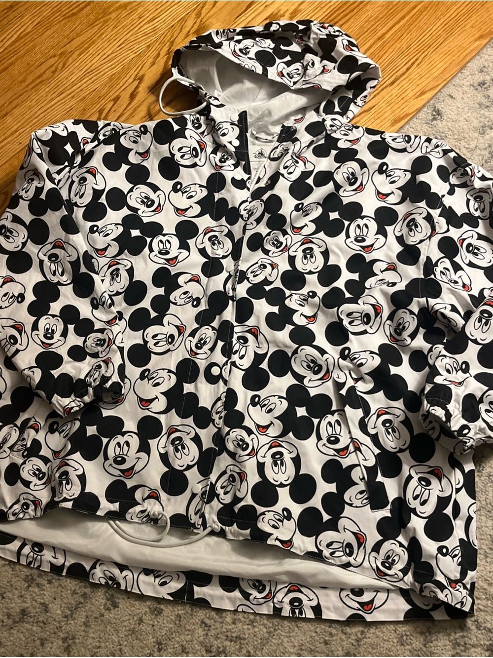Disney Black & White Mickey Mouse Hooded Zip Jacket windbreaker